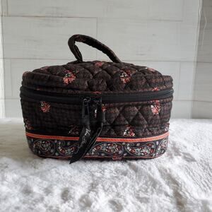 Vera Bradley Travel Cosmetic Bag in Houndstooth Brown Pattern